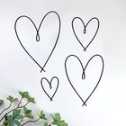4 Pieces Metal Heart Wall Art D  cor  Love Heart Wall Decoration Sign Black