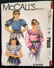 Vtg Mccalls 7925 Sew Pattern Teens Romantic Cottagecore Peasant Top Blouse