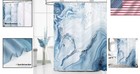 Blue Marble Shower Curtain Waterproof Modern Ombre Fabric For Bathroom Decor