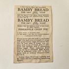 Orig 1930 s Disney Pie Eye Mickey Mouse Bamby Bread Recipe Card 
