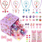 Kids Jewelry Set 51pcs Adjustable Rings Clip On Earrings Necklace Bracelets