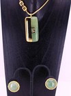 Givenchy Green   Gold Lucite Pendant Necklace    Earrings Set