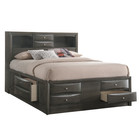New Sleek Gray Storage Queen King 5pc Bedroom Set Modern Furniture Bed d m n c