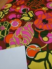 Awesome Rare Vintage Mid Century Retro 70s 60s Psychedelic Neon Floral Fabric 