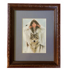 Maija Native American Woman And Wolf Framed Print 12 X 10 Vintage 1992