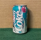 Vintage 1989 Cherry Coke Pop Art Can   Teal   Pink   Wichita  Kansas