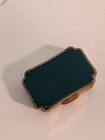 Vintage Stratton English Green Enameled Gold Metal Pill Box Made In England 