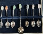 Brazilian Silver Spoons Topped With Semi-precious Stones