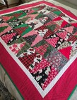 Handmade Patchwork Quilt Blanket Christmas Tree   Santa Pattern Cotton