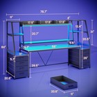 Gaming Desk With Led Lights  8 Drawers And Storage Shelves  Large Pc Gamer Desk