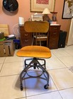 Rare Vintage Toledo Architect Drafting Office Industrial Steel Wood Stool Chair