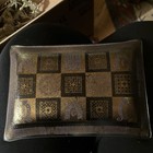  Georges Briard Vintage Glass Tray Dish Gold   Clear Signed 