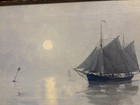 Antique 16   x22    Framed 19thc Oil Painting Nautical Seascape Signed Original Art