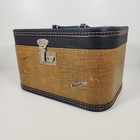 Vintage 40s 50s Carilite Hard Cosmetic Train Case Travel Makeup Tweed Mcm No Key