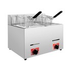 Commercial Countertop Gas Fryer Stainless Lpg Deep Fryer Liquefied Gas 2 Basket