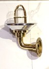 Vintage Brass Wall Light   Aluminum Shade     Industrial Nautical Outdoor Sconce
