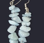 Aquamarine Chip Dangle Earrings      Gemstone Boho Drop Earrings  March Birthstone