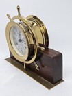 Vintage Seth Thomas  ships Bell  Brass Porthole Nautical Ship Wheel Desk Clock