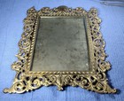 Vintage Large Ornate Victorian French Rococo Solid Brass Picture Frame W  Easel