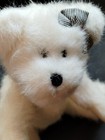 Boyds Collection White Plush Bear 8 jointed Stuffed Animal Blueticking Bow Feet 