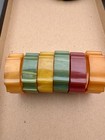Vintage Bakelite Napkin Rings X 6 Red Yellow Green Marbled