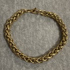 Vintage Lr Unisex Chunky Gold Plated Byzantine Wheat Chain Bracelet