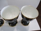 Fitz   Floyd Inc  Renaissance Chalice Stemware Black China Goblets Set Of 4 Mint