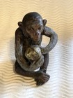 Antique Cold Painted Vienna Bronze Monkey W Skull Thinker Ape Darwin Bergman Stl
