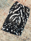 Max Mara Linen Pencil Skirt With Leather Laced Back  Black And White Sz 8