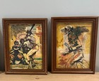 4 Vintage 1975 Lou Zansky Sports Framed Prints Tennis Soccer Baseball Basketball