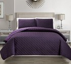 Embossed Reversible Bedspread quilt Set King Purple