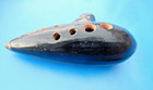 Antique H  Fiehn Ocarina G5  Black Hand Painted Clay Flute  Made In Austria