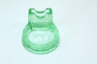 Vintage Green Glass Ashtray With Match Holder 3-3 4  Retro Tobacciana Barware