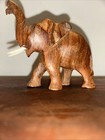 Vintage Hand Carved Solid Wood  Elephant Statue Figurine 