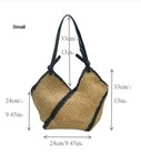 Woven Straw Tote Bag Geometric Raffia Beach Purse Boho Shoulder Handbag
