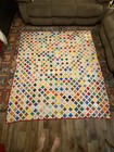 Cathedral Window Hand Stitched Hand Quilted  Quilt  85    X 75    Vintage Read
