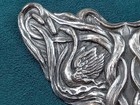 Antique Art Nouveau Silver Plate Pin Brooch Swan Birds In Marsh Theme 3  X 1 75 