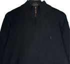  new- Polo Ralph Lauren Mens Classic    Zip Cotton Sweater - Black green - M - Xl