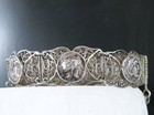 Vintage 800 Silver Greek Coin Filigree Bracelet 7 