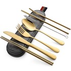 Portable Utensils Travel Camping Cutlery Set 8 Pcs Knife Fork Spoon With Case