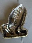 Vintage Praying Hands Casket Ornament Plaque Embellishment Metal Funeral Brass