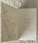Unused Christmas Girl Angels On Sled Snow Halo Wings Vtg Greeting Card 1950s