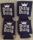 New 4-count Set Dilly Dilly Purple Neoprene 12oz Can Or Bottle Koozie Insulator