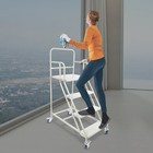 4 Step Rolling Stair Industrial   Warehouse Stair Ladder Floor Standing 400kg
