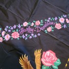 Vtg Harley-davidson 28  Bandana Eagle Rose Floral Black Large Scarf Print Usa
