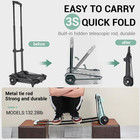 Foldable Backpack Trolley Cart With Wheels Aluminium Alloy Adjustable Black