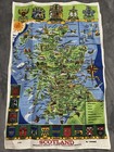 Vintage Map Of Scotland Tea Towel Unused Linen By Linanne Scottish Family Shield