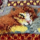 Freeform Crochet Mixed Fibers Lion Wall Hanging Art 23x30 Handmade Ooak