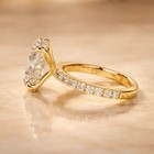 3 50 Tcw Oval Real Vvs1 Moissanite Solitaire Wedding Ring 14k Yellow Gold Plated