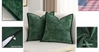 Chic Dark Green Chenille Throw Pillow Covers - Set Of 2  26-inch Euro Shams
